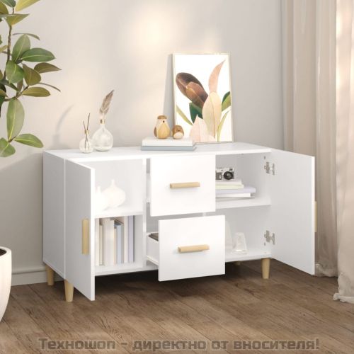 Сайдборд, бял, 100x36x60 см, инженерно дърво