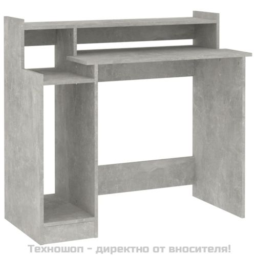 Бюро с LED, бетонно сиво, 97x45x90 см, инженерно дърво