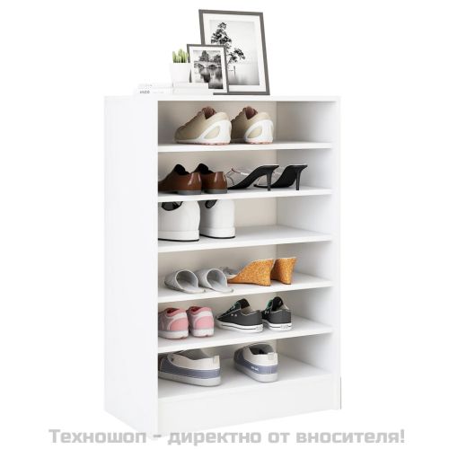 Шкаф за обувки, бял, 60x35x92 см, инженерно дърво