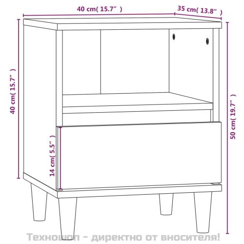 Нощни шкафчета, 2 бр, бели, 40x35x50 см