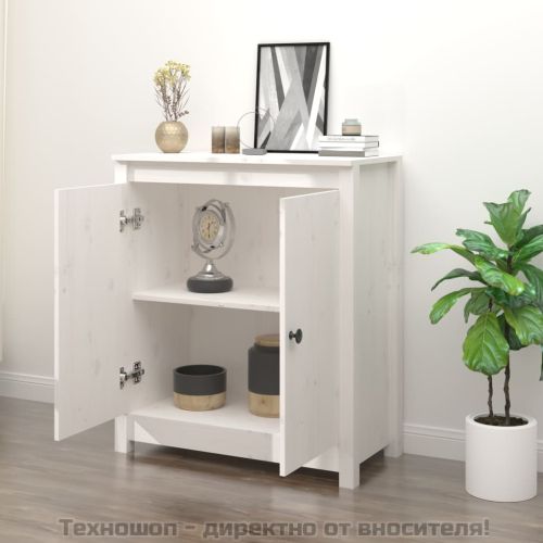 Сайдборд, бял, 70x35x80 см, бор масив