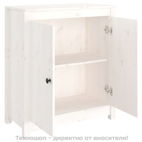 Сайдборд, бял, 70x35x80 см, бор масив