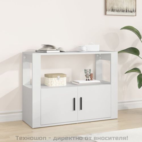 Сайдборд, бял, 80x30x60 см, инженерно дърво