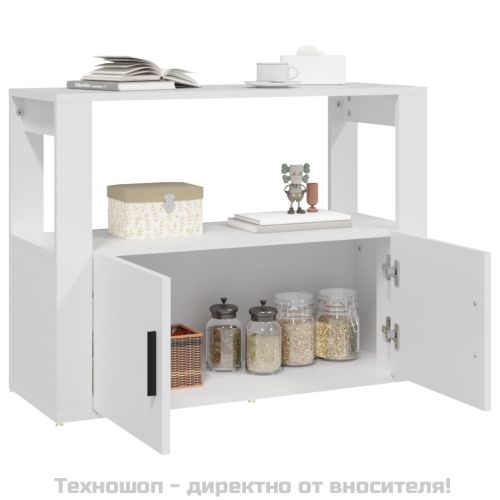 Сайдборд, бял, 80x30x60 см, инженерно дърво