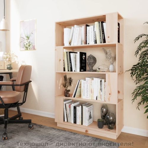 Библиотека/разделител за стая, 80x25x132 см, бор масив