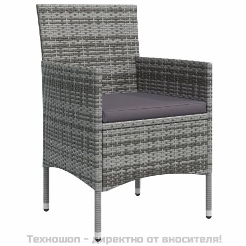 Градински трапезен комплект с възглавници 5 части, сиво и черно