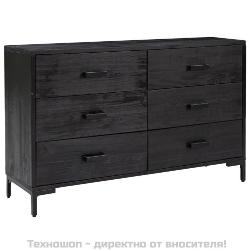 Сайдборд, черен, 110x35x70 см, борова дървесина масив