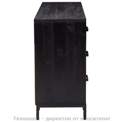Сайдборд, черен, 110x35x70 см, борова дървесина масив