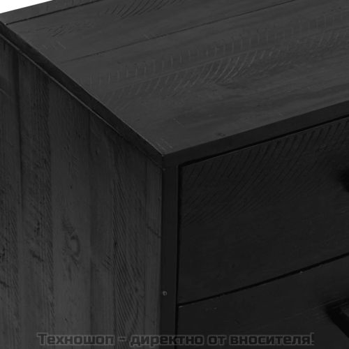 Сайдборд, черен, 110x35x70 см, борова дървесина масив
