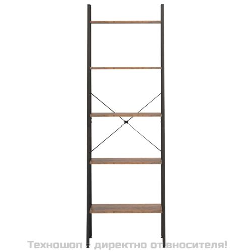 Стояща етажерка стълба 5 рафта тъмнокафяво и черно 56x35x174 см