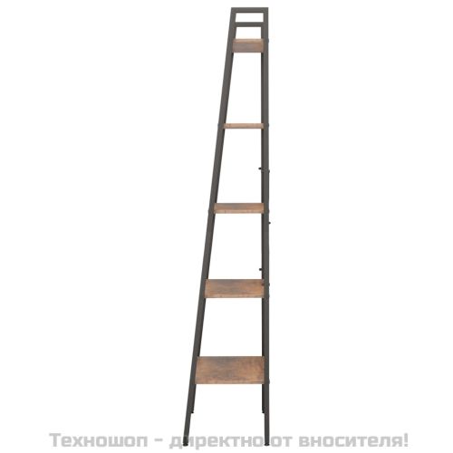 Стояща етажерка стълба 5 рафта тъмнокафяво и черно 56x35x174 см