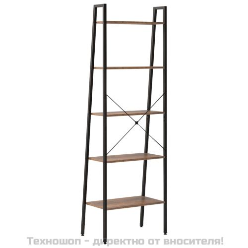Стояща етажерка стълба 5 рафта тъмнокафяво и черно 56x35x174 см