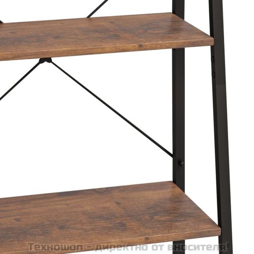 Стояща етажерка стълба 5 рафта тъмнокафяво и черно 56x35x174 см