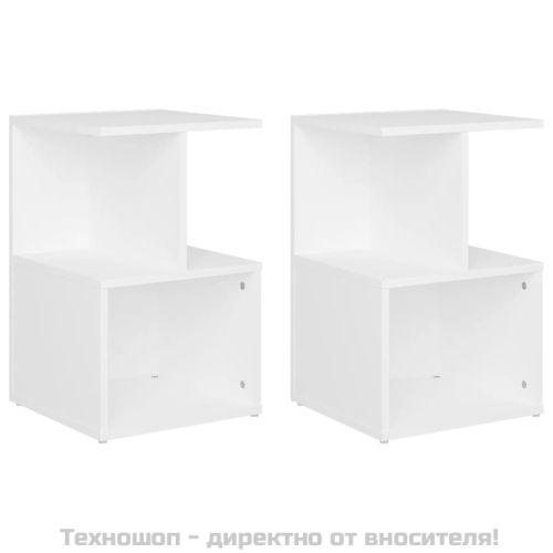 Нощни шкафчета, 2 бр, бели, 35x35x55 см, инженерно дърво