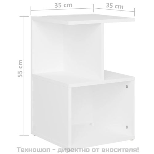 Нощни шкафчета, 2 бр, бели, 35x35x55 см, инженерно дърво