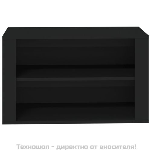 Етажерка за обувки, черна, 75x35x45 см, инженерно дърво