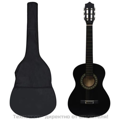 Комплект класическа китара за начинаещи 8 части черен 1/2 34"