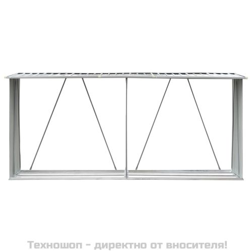 Навес за дърва, поцинкована стомана, 330x84x152 см, зелен