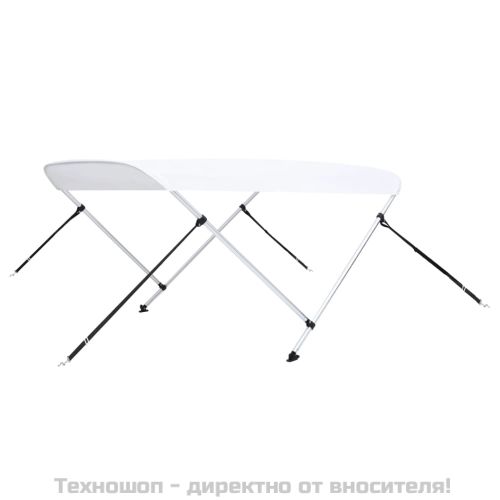 Тента за лодка, 2 дъги, бяла, 180x130x110 см