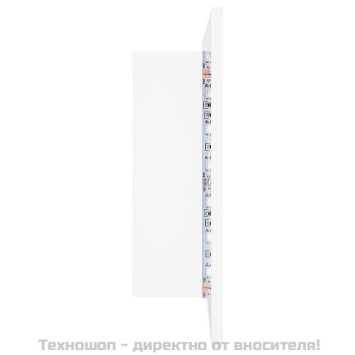 Шкаф с LED огледало за баня, бял, 80x12x45 см, акрил