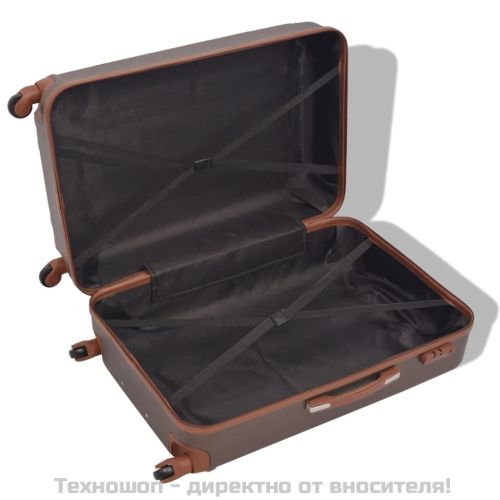 Комплект от 4 броя твърди куфари на колелца, цвят кафе