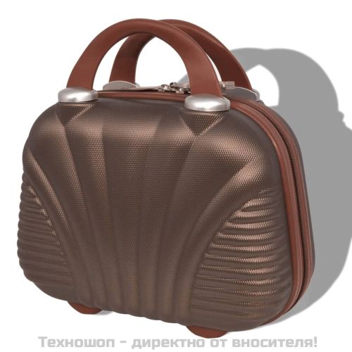 Комплект от 4 броя твърди куфари на колелца, цвят кафе