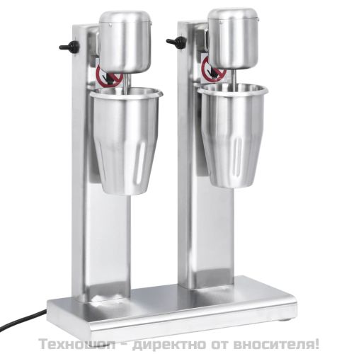 Миксер за млечен шейк с две купи, неръждаема стомана, 2 л