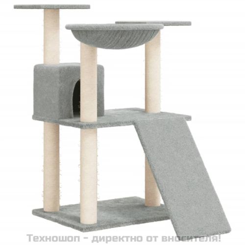 Котешко дърво със сизалени стълбове, светлосиво, 83 см