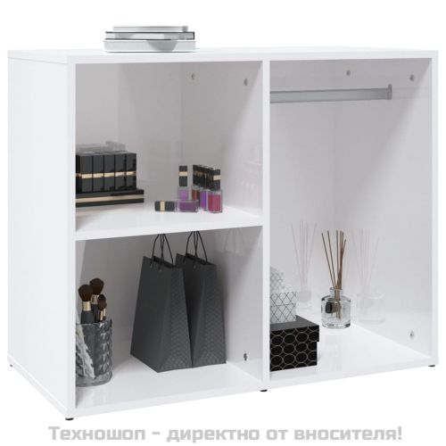 Шкаф за гримиране, бял гланц, 80x40x65 см, инженерно дърво