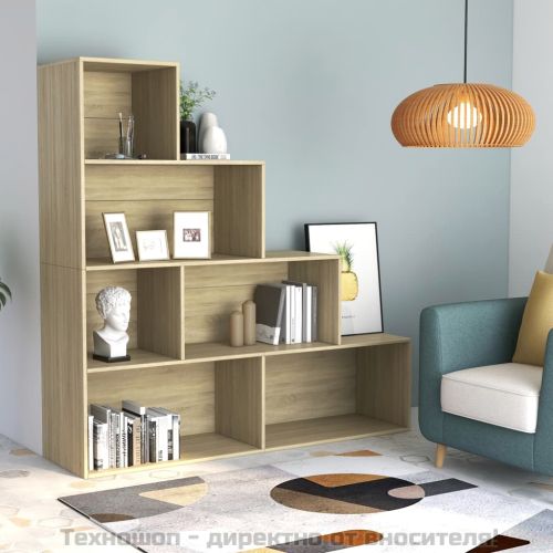 Библиотека/параван, дъб сонома, 155x24x160 см, инженерно дърво