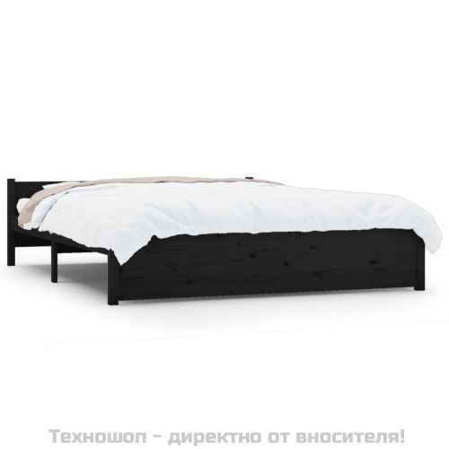 Рамка за легло, черна, дърво масив, 150x200 cм, King Size