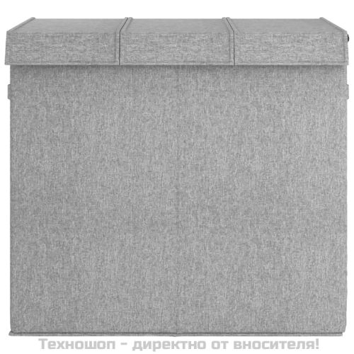 Сгъваем кош за пране, сив, 64,5x34,5x59 см, изкуствен лен