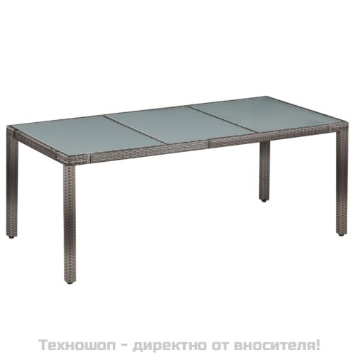 Градински комплект с възглавници, 9 части, полиратан, сив