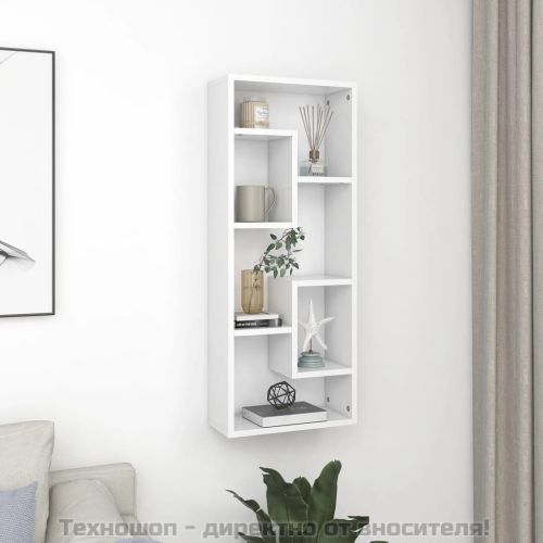 Стенен рафт, бял, 36x16x90 см, инженерно дърво