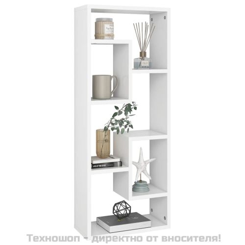 Стенен рафт, бял, 36x16x90 см, инженерно дърво