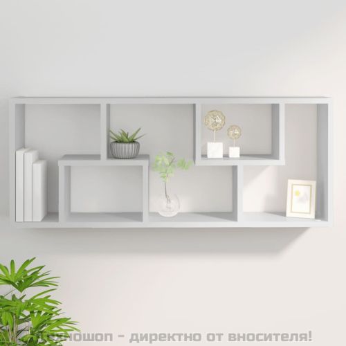 Стенен рафт, бял, 36x16x90 см, инженерно дърво