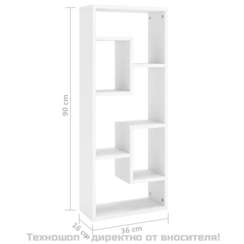 Стенен рафт, бял, 36x16x90 см, инженерно дърво