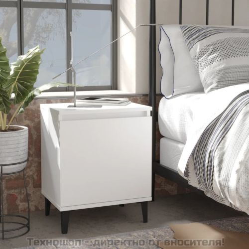 Нощни шкафчета с метални крака, бели, 40x30x50 см