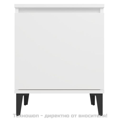 Нощни шкафчета с метални крака, бели, 40x30x50 см