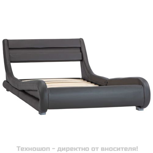 Рамка за легло с LED, сива, изкуствена кожа, 100x200 cм