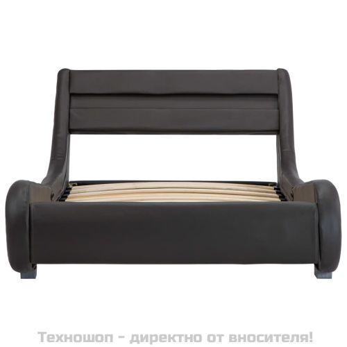 Рамка за легло с LED, сива, изкуствена кожа, 100x200 cм