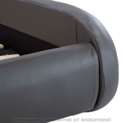 Рамка за легло с LED, сива, изкуствена кожа, 100x200 cм