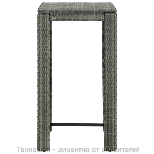 Градинска бар маса, сива, 60,5x60,5x110,5 см, полиратан