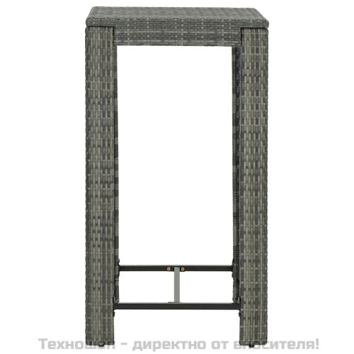 Градинска бар маса, сива, 60,5x60,5x110,5 см, полиратан