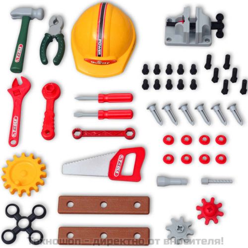 Детска работна маса с инструменти, цвят зелен + сив