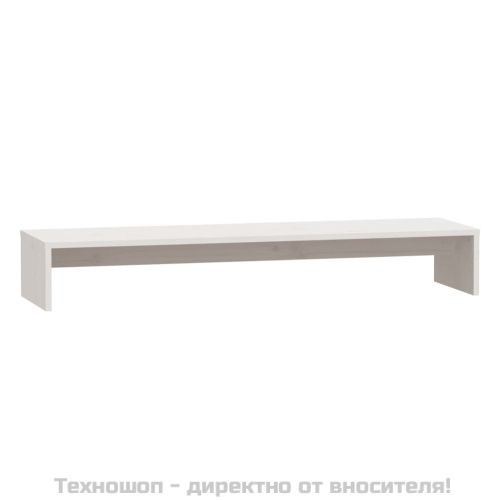 Поставка за монитор, бяла, 100x27x15 см, бор масив