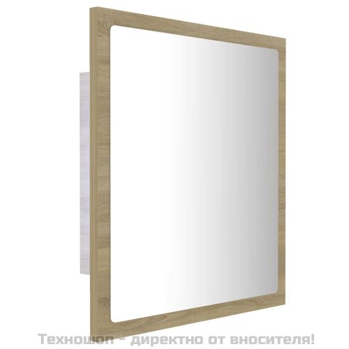 LED огледало за баня, дъб сонома, 40x8,5x37 см, акрил
