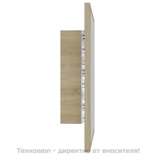 LED огледало за баня, дъб сонома, 40x8,5x37 см, акрил