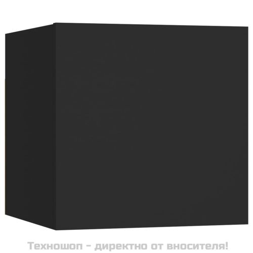 ТВ шкафове за стенен монтаж, 2 бр, черни, 30,5x30x30 см
