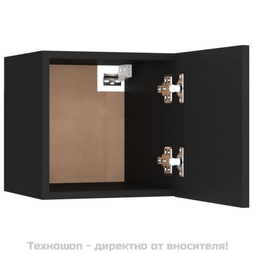ТВ шкафове за стенен монтаж, 2 бр, черни, 30,5x30x30 см